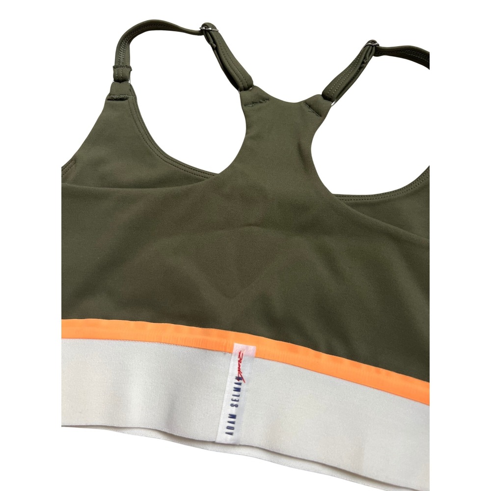 Adam Selman Sport Womens XXS Khaki Green Orange Stripe Racerback Sports Bra NEW - Picture 5 of 5